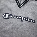 Champion USA 90s Made in Italy Half Zip Layered Sweatshirt XL Grey Cotton Script Logo Patch