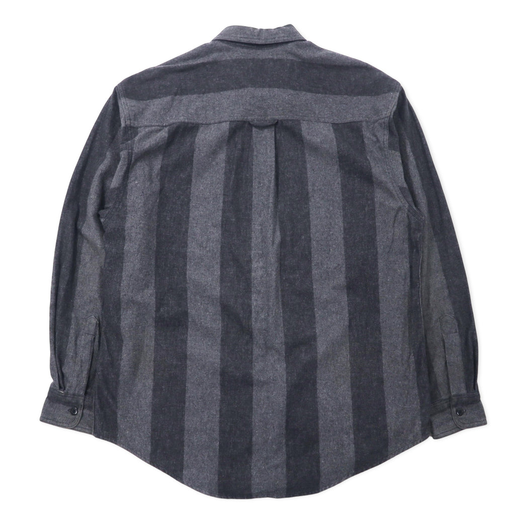 HARLEY DAVIDSON Flannel Work Shirt L Grey Striped Cotton Made in Mexico