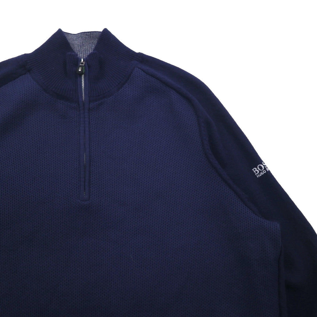 HUGO BOSS Made in Turkey Half Zip Knit Sweater XL Navy Wool