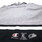 Champion USA 90s Made in Italy Half Zip Layered Sweatshirt XL Grey Cotton Script Logo Patch