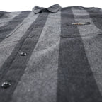 HARLEY DAVIDSON Flannel Work Shirt L Grey Striped Cotton Made in Mexico