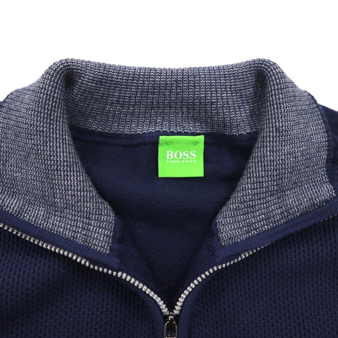 HUGO BOSS Made in Turkey Half Zip Knit Sweater XL Navy Wool