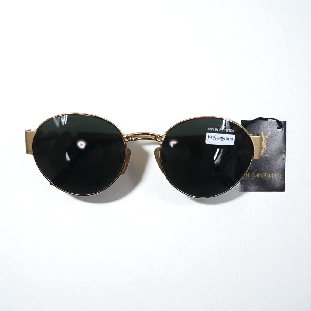 YVES SAINT LAURENT イタリア製 ボストン サングラス ゴールド メタルフレーム ラウンド 6037 Y101 135 未使用品 ヴィンテージ