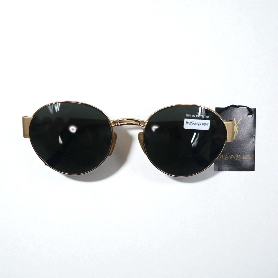 YVES SAINT LAURENT イタリア製 ボストン サングラス ゴールド メタルフレーム ラウンド 6037 Y101 135 未使用品 ヴィンテージ