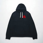 Polo Ralph Lauren 90s Reverse Weave Pullover Hoodie, Size XL, Black, with Embroidered Emblem Logo