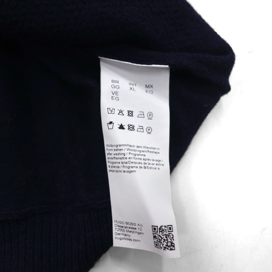 HUGO BOSS Made in Turkey Half Zip Knit Sweater XL Navy Wool