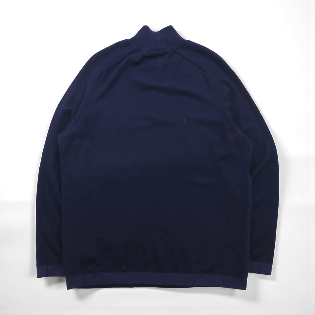 HUGO BOSS Made in Turkey Half Zip Knit Sweater XL Navy Wool