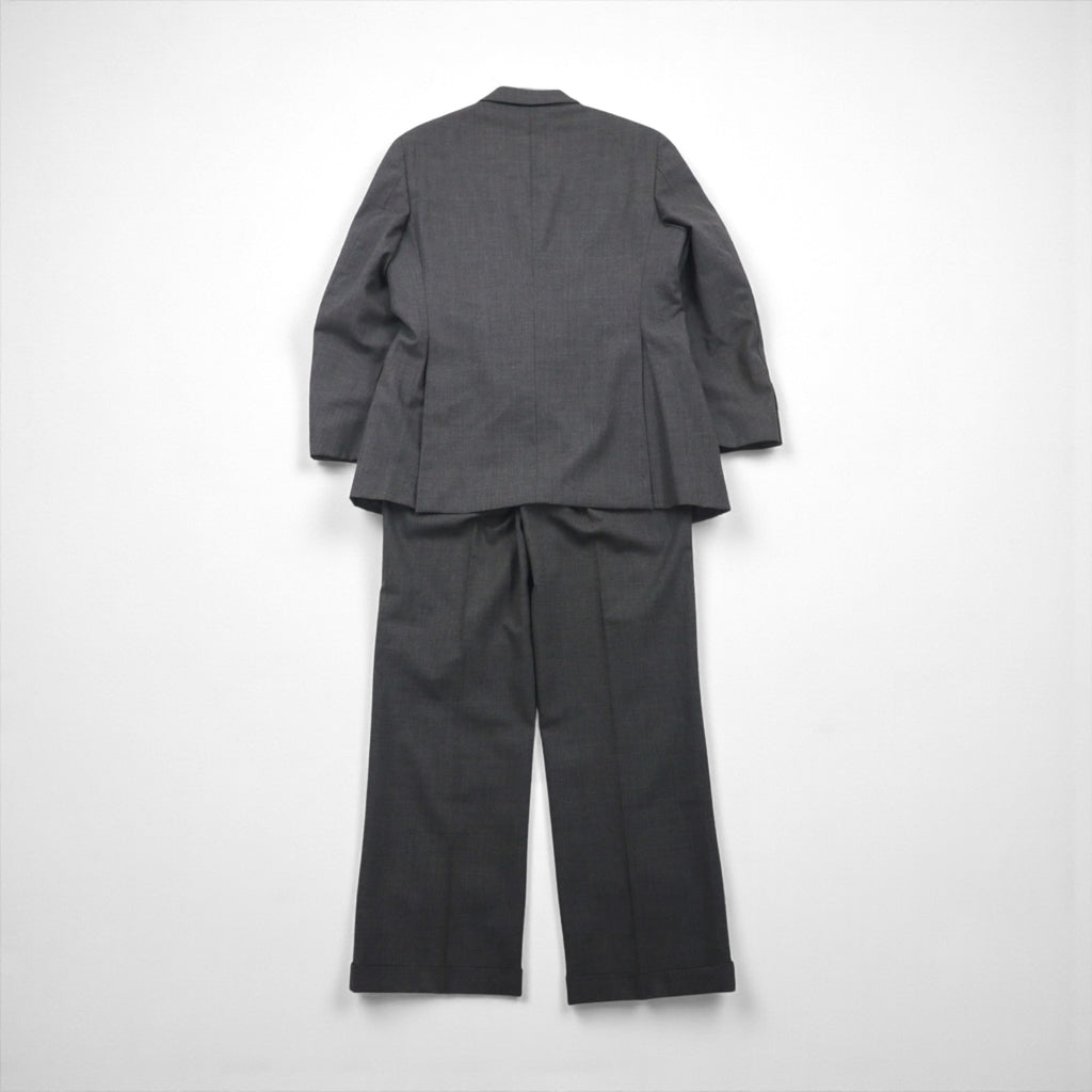 Polo Ralph Lauren 80s Made in Japan Peak Lapel Double-Breasted Suit, Size M, Gray, Gold Buttons
