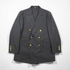 Polo Ralph Lauren 80s Made in Japan Peak Lapel Double-Breasted Suit, Size M, Gray, Gold Buttons