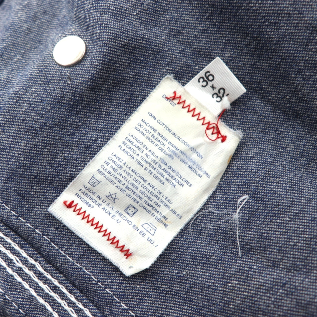 Dickies 90s USA Made Denim Painter Overalls XL Indigo Blue