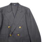 Polo Ralph Lauren 80s Made in Japan Peak Lapel Double-Breasted Suit, Size M, Gray, Gold Buttons