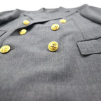 Polo Ralph Lauren 80s Made in Japan Peak Lapel Double-Breasted Suit, Size M, Gray, Gold Buttons