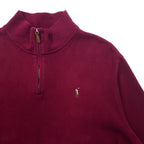 POLO RALPH LAUREN Half-Zip Sweatshirt XL Purple Cotton ESTATE RIB Small Pony Embroidery