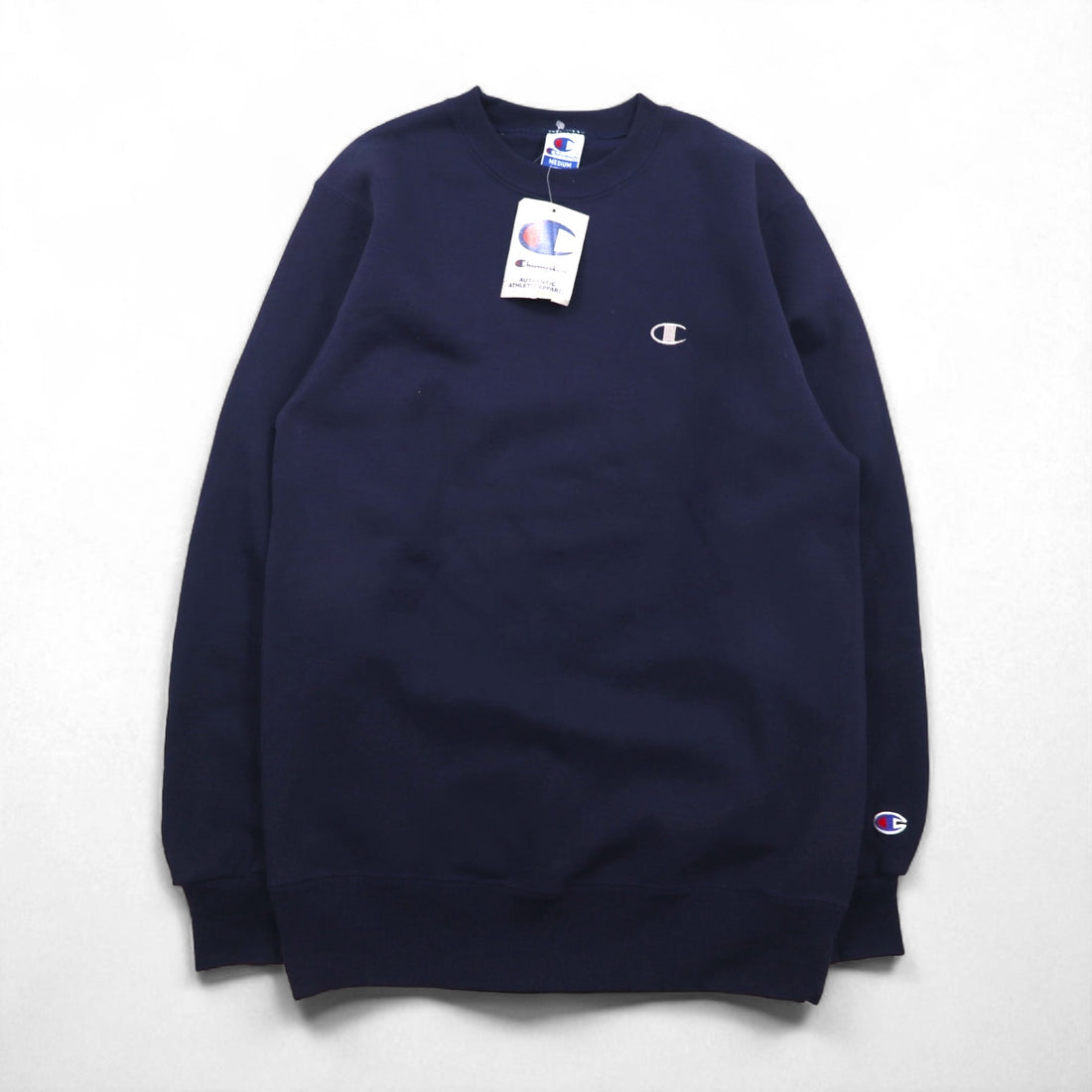 Champion 90s Made in USA Embroidered Tag Sweatshirt, Size M, Navy, Unused, Deadstock