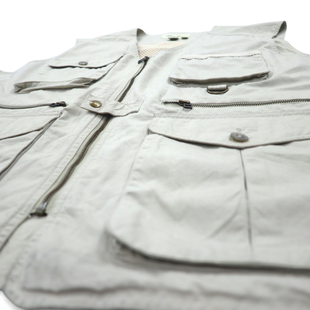 Eddie Bauer 90s Fishing Vest, XL, Beige, Cotton, Mesh Paneling, Drawcord