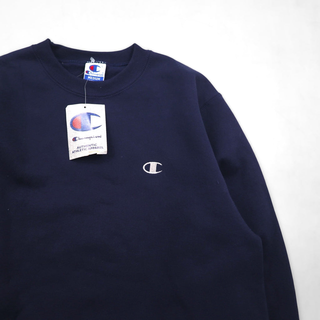 Champion 90s Made in USA Embroidered Tag Sweatshirt, Size M, Navy, Unused, Deadstock