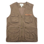 日本然リトテ-古着オンライン-Eddie Bauer 90年代 フィッシングベスト M カーキ コットン メッシュ切り替え ドローコード-Eddie Bauer 90's Fishing Vest M Khaki Cotton Mesh Switching Drawcord