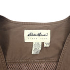 Eddie Bauer 90s Fishing Vest, M, Khaki, Cotton, Mesh Switching, Drawcord
