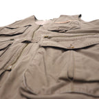 Eddie Bauer 90s Fishing Vest, M, Khaki, Cotton, Mesh Switching, Drawcord