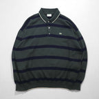 LACOSTE 80s Knit Polo Shirt Sweater, Size XL, Green Wool with Stripes