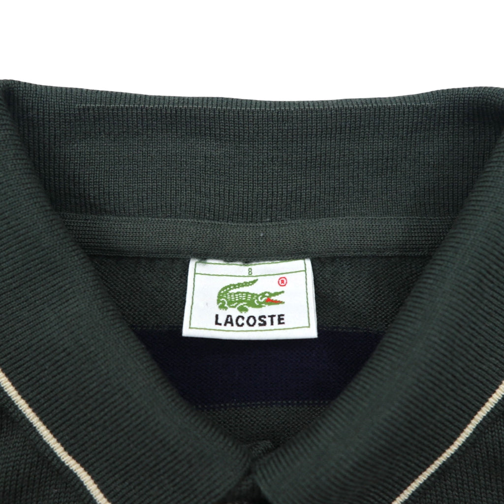 LACOSTE 80s Knit Polo Shirt Sweater, Size XL, Green Wool with Stripes