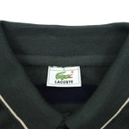 LACOSTE 80s Knit Polo Shirt Sweater, Size XL, Green Wool with Stripes