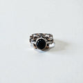 Vintage Silver Onyx Ring, Black Tribal Size 14, 925