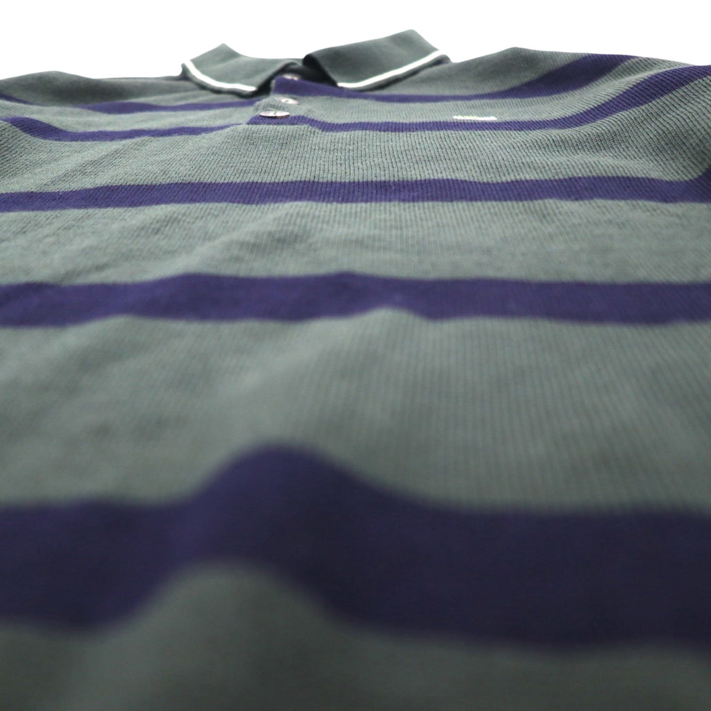 LACOSTE 80s Knit Polo Shirt Sweater, Size XL, Green Wool with Stripes