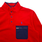 POLO RALPH LAUREN ハーフスナップ フリースジャケット スナップT L レッド ポリエステル スモールポニー 刺繍