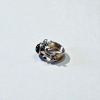 Vintage Silver Onyx Ring, Black Tribal Size 14, 925