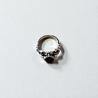 Vintage Silver Onyx Ring, Black Tribal Size 14, 925