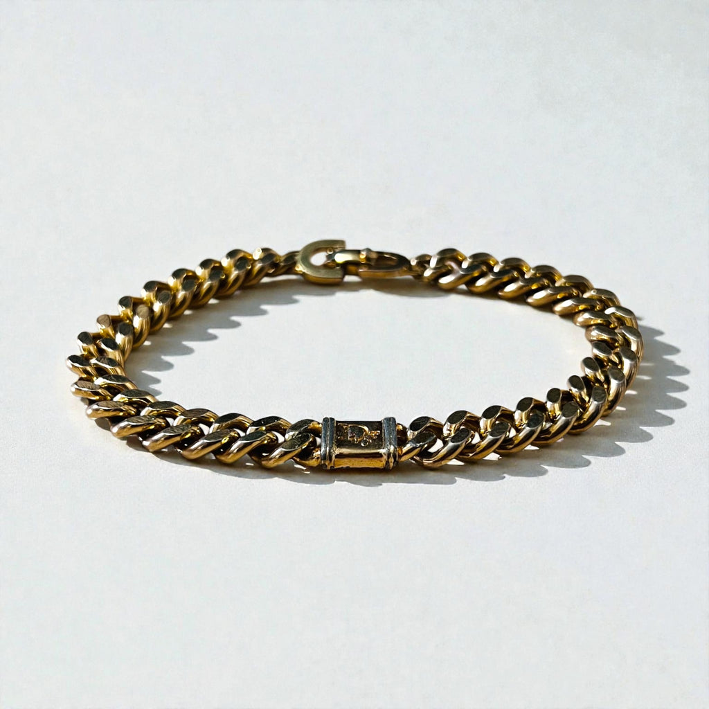 Christian Dior Vintage Curved Chain Bracelet Gold