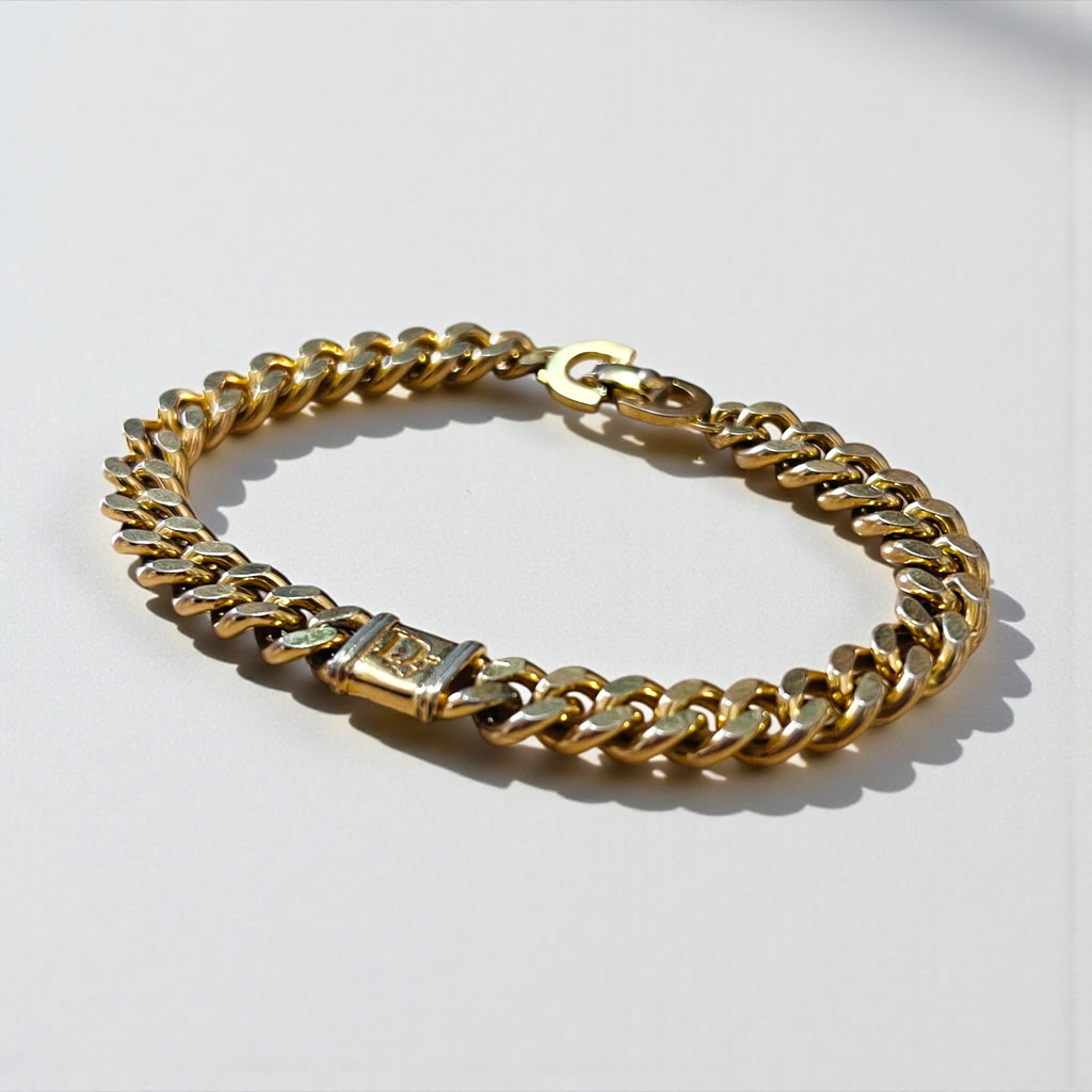 Christian Dior Vintage Curved Chain Bracelet Gold
