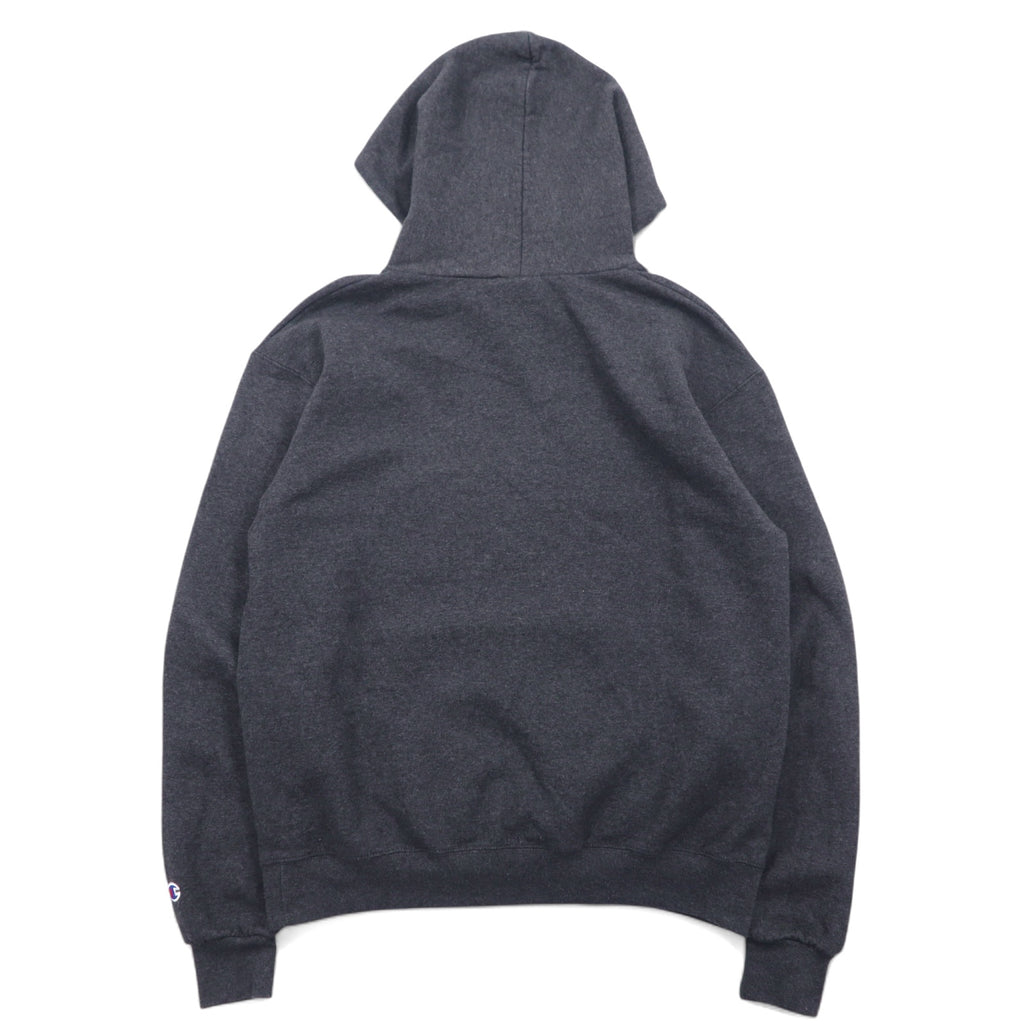CHAMPION ECO FLEECE カレッジプリント プルオーバー パーカー M グレー コットン AKRON アーチロゴ 裏起毛