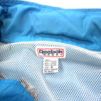Reebok SPORT 90年代 ナイロンジャケット M ブルー ブラック フード収納式 バックロゴ刺繍