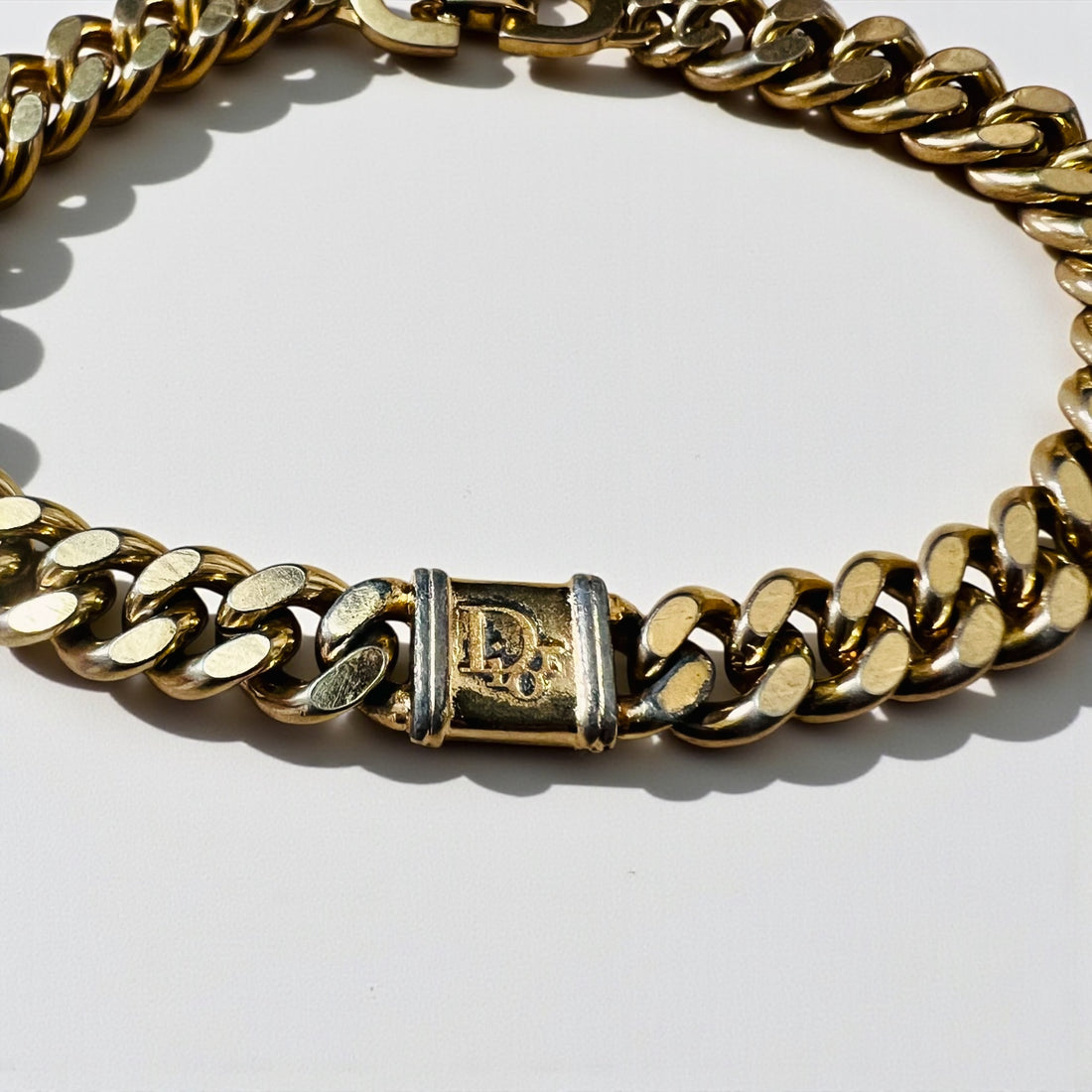 Christian Dior Vintage Curved Chain Bracelet Gold