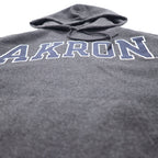 CHAMPION ECO FLEECE カレッジプリント プルオーバー パーカー M グレー コットン AKRON アーチロゴ 裏起毛