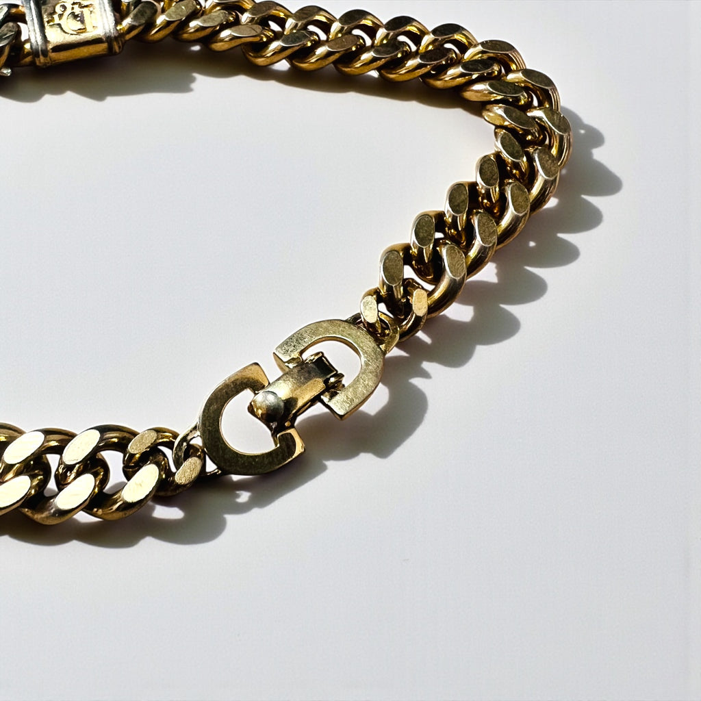Christian Dior Vintage Curved Chain Bracelet Gold