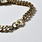 Christian Dior Vintage Curved Chain Bracelet Gold