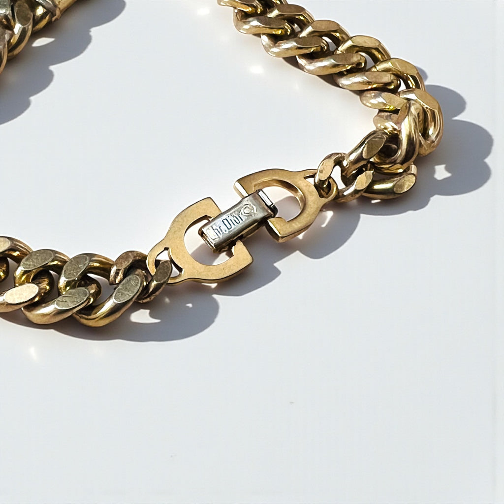 Christian Dior Vintage Curved Chain Bracelet Gold