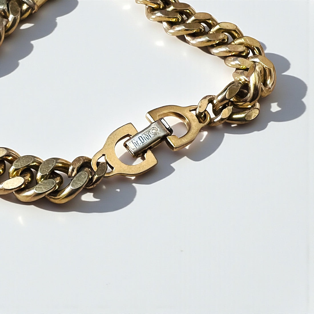 Christian Dior Vintage Curved Chain Bracelet Gold