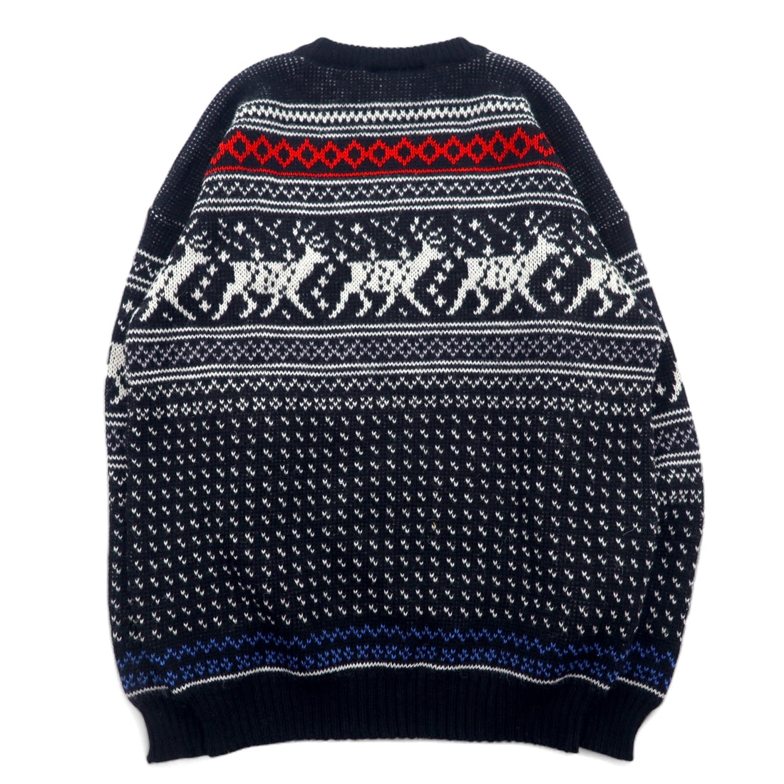 VIKING Made in Scotland 90s Birdseye Nordic Pattern Knit Sweater L Black Wool