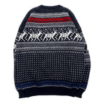 VIKING Made in Scotland 90s Birdseye Nordic Pattern Knit Sweater L Black Wool