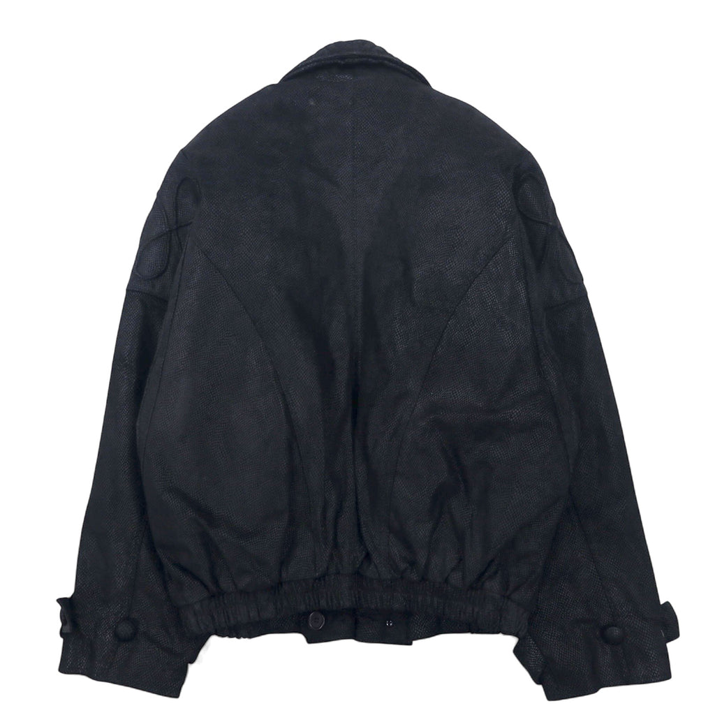 SERGIO COMELLO Design Leather Jacket Blouson L Black Sheepskin Shawl Collar