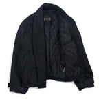 SERGIO COMELLO Design Leather Jacket Blouson L Black Sheepskin Shawl Collar