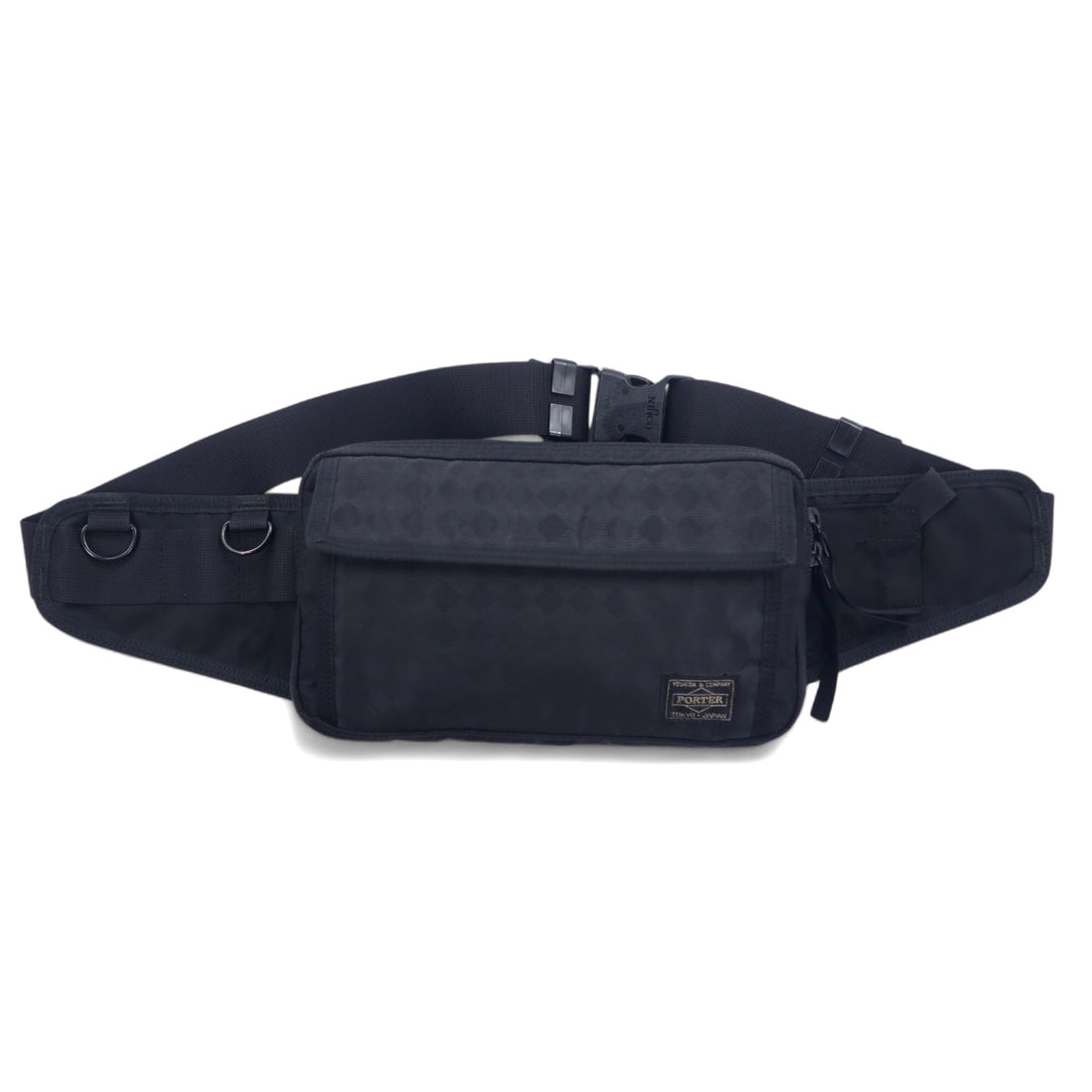 日本然リトテ-古着オンライン-PORTER ウエストバッグ ボディバッグ ブラック ナイロン ダイヤ柄 日本製-PORTER Funny Pack Body Bag Black Nylon Diamond Pattern Japan Made