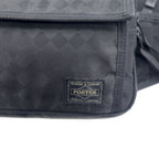 PORTER Waist Bag Body Bag Black Nylon Diamond Pattern Made in Japan