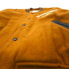 PERSON'S 90s Leather Sleeve Stadium Jacket L Brown Wool Cowhide Quilted Liner Logo Embroidery
