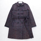 Paul Smith BLACK Rubberized Trench Coat L Navy All-over Dot Pattern Double Breasted Belted Waterproof