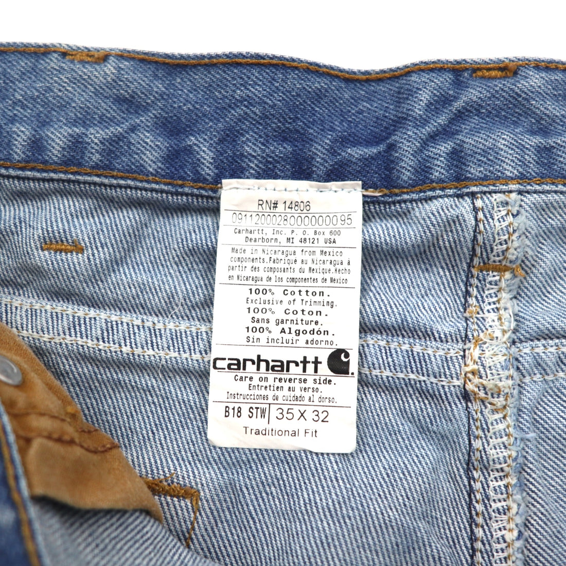 Carhartt Tapered Denim Pants L Indigo Blue TRADITIONAL FIT B18 STW Made in Nicaragua